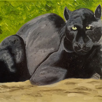 Pintura intitulada "Panther" por Elena Voinova, Obras de arte originais, Óleo