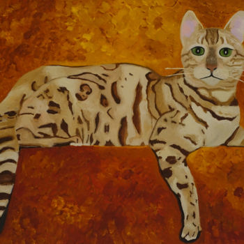 Malerei mit dem Titel "Cat" von Elena Voinova, Original-Kunstwerk, Öl