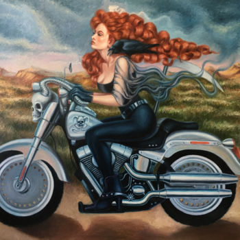 Картина под названием "Невеста байкера" - Elena Petryk, Подлинное произведение искусства, Масло