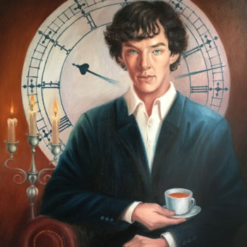 Картина под названием "Портрет Шерлока Хол…" - Elena Petryk, Подлинное произведение искусства, Масло