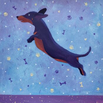 Painting titled "dachshund" by Eleonora Rom, Original Artwork, Acrylic