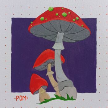 Painting titled "Mushrooms No. 1" by Eleonora Rom, Original Artwork, Acrylic