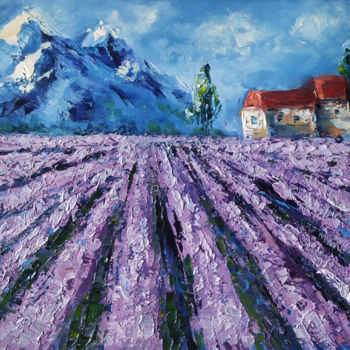 Painting titled "Lavender in Provenc…" by Eleonora Taranova, Original Artwork, Oil