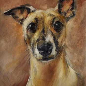 Peinture intitulée "Whippet greyhound d…" par Eleonora Taranova, Œuvre d'art originale, Huile