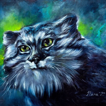 绘画 标题为“Manul Pallas's Cat” 由Eleonora Taranova, 原创艺术品, 油 安装在木质担架架上
