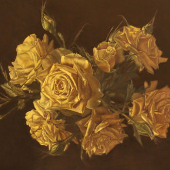 Pintura titulada "“Rose gialle “.jpeg" por Eleonora Gushchina, Obra de arte original, Oleo