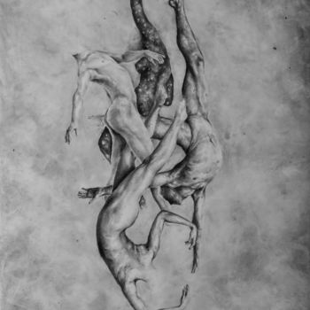 Tekening getiteld "La Valse des Astres" door Eleonore Giraud, Origineel Kunstwerk, Houtskool