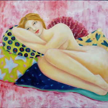 Pintura titulada ""La dormeuse rose"" por Eléonore Lepièce-Gabet, Obra de arte original, Oleo