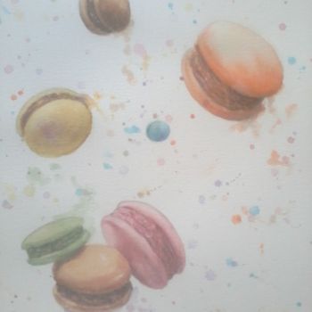 Malerei mit dem Titel "douces-gourmandises…" von Elisabeth Le Prunenec, Original-Kunstwerk, Aquarell