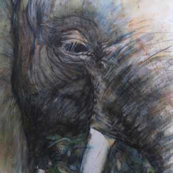 「elephant-aquarelle-…」というタイトルの絵画 Elisabeth Le Prunenecによって, オリジナルのアートワーク, 水彩画