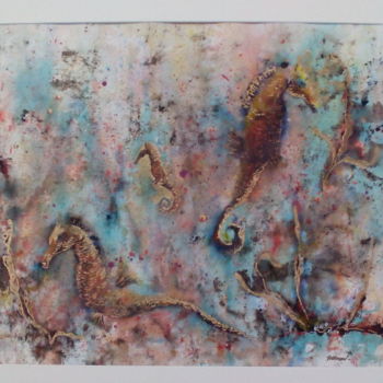 Peinture intitulée "hypocampes-aquarell…" par Elisabeth Le Prunenec, Œuvre d'art originale, Aquarelle