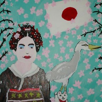 Painting titled "Geisha" by Lucie Estermann, Original Artwork, Acrylic