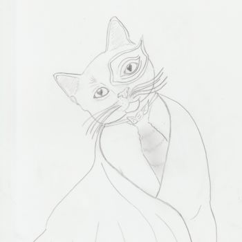 Disegno intitolato "chat fantôme de de…" da Lucie Estermann, Opera d'arte originale, Matita
