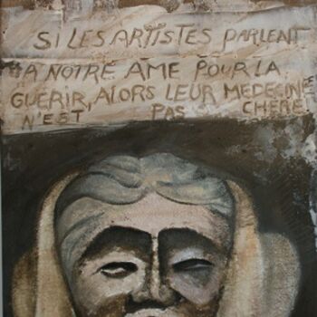 Painting titled "Les artistes parlen…" by Elfi, Original Artwork, Oil