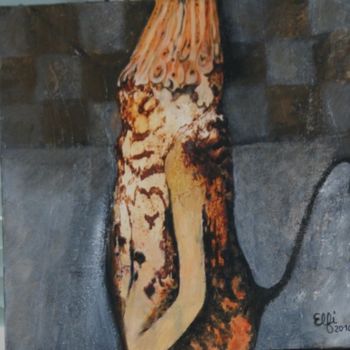 Pintura titulada "Le lion des écorces" por Elfi, Obra de arte original, Oleo