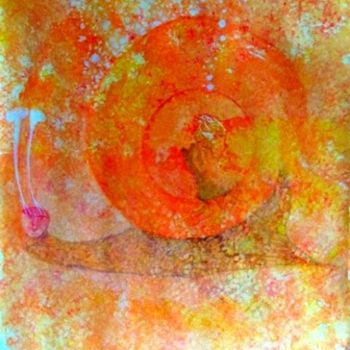 Peinture intitulée "L'escargot cosmique" par Elfi, Œuvre d'art originale, Huile