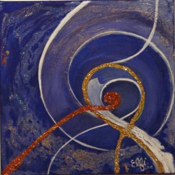 Ζωγραφική με τίτλο "liens dans l'espace" από Elfi, Αυθεντικά έργα τέχνης, Χρωστικές ουσίες Τοποθετήθηκε στο Ξύλινο φορείο σκ…