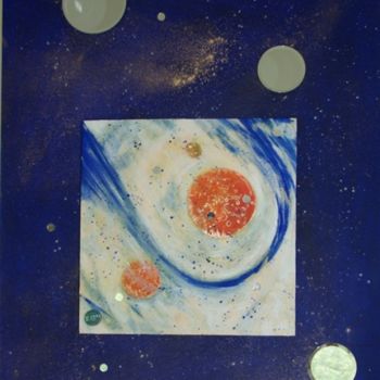 Peinture intitulée "reflexion-cosmique-…" par Elfi, Œuvre d'art originale, Huile