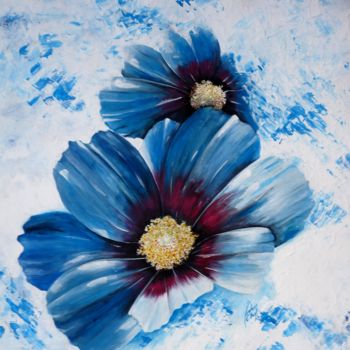 Peinture intitulée "Les petites fleurs" par Chafika Feghir, Œuvre d'art originale, Acrylique