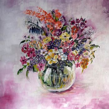 Картина под названием "Bouquet de printemps" - Chafika Feghir, Подлинное произведение искусства, Акрил