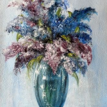 Картина под названием "Lilas en fleurs" - Chafika Feghir, Подлинное произведение искусства, Акрил