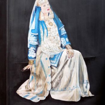 Peinture intitulée "Chedda tlémcenienne." par Chafika Feghir, Œuvre d'art originale, Acrylique