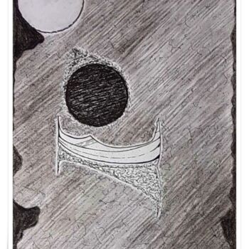 Drawing titled "A Lua, O Barco, O L…" by Elf Vun K, Original Artwork, Gel pen