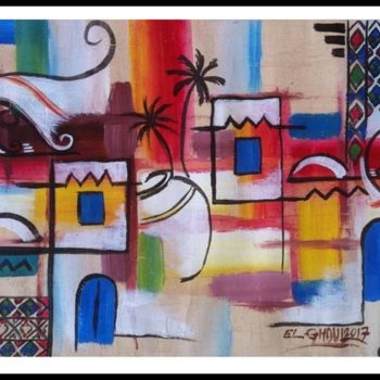 Painting titled "Fantasie djerbienne…" by Lotfi El Ghoul, Original Artwork, Acrylic