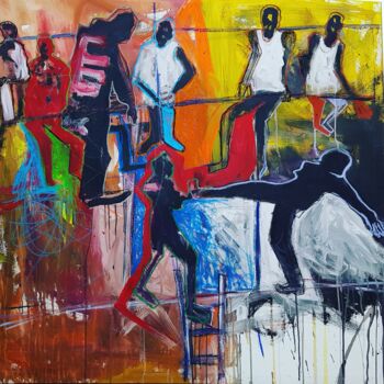 Pintura intitulada "The struggle of mig…" por Elhadji Mamadou Faye (Joe'Art), Obras de arte originais, Acrílico
