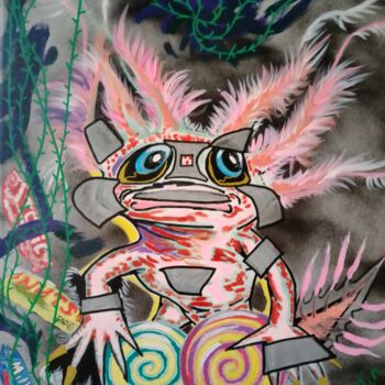 Painting titled "Axolotl" by Eli Tin Art, Original Artwork, Acrylic