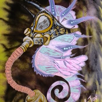 Pintura intitulada "Seahorse in a Gas M…" por Eli Tin Art, Obras de arte originais, Acrílico