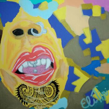 Картина под названием "Face" - Eli Tin Art, Подлинное произведение искусства, Акрил