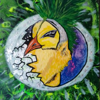 Pintura intitulada "Space Bird" por Eli Tin Art, Obras de arte originais, Acrílico