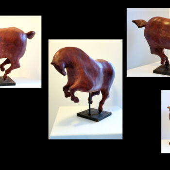Sculpture titled "red-playing-horse" by Elia Debosschere, Original Artwork, Ceramics