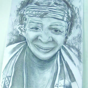 Картина под названием "Coleçao Anciãs Afri…" - Eliana Limma, Подлинное произведение искусства, Древесный уголь
