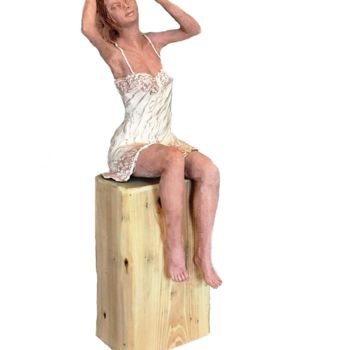 Sculpture titled "DOUCE CARESSE" by Eliane Cartier, Original Artwork, Terra cotta