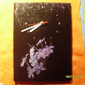 Malerei mit dem Titel "horloge-012. violet…" von Lil Création Peinture, Original-Kunstwerk