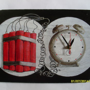 Peinture intitulée "horloge-051-001.rév…" par Lil Création Peinture, Œuvre d'art originale