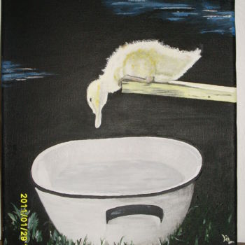 Painting titled "mon-p-tit-canard-2.…" by Lil Création Peinture, Original Artwork