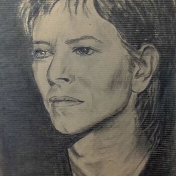 Drawing titled "David Bowie" by Eliane Debard Arnould, Original Artwork, Graphite