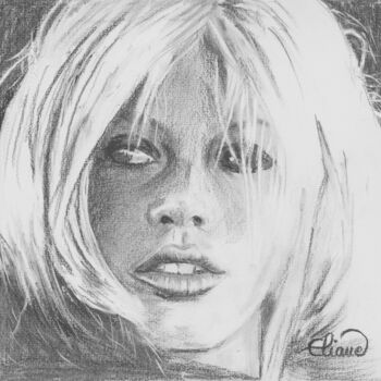 Drawing titled "BB" by Eliane Debard Arnould, Original Artwork, Pencil