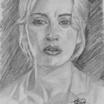 Drawing titled "Kate Winsley" by Eliane Debard Arnould, Original Artwork, Pencil