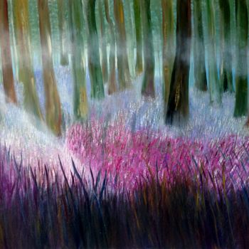 Painting titled "Forest with Spring…" by Eliane Ellie, Original Artwork, Oil