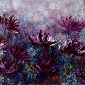 Painting titled "Exotic Purple Flowe…" by Eliane Ellie, Original Artwork, Oil
