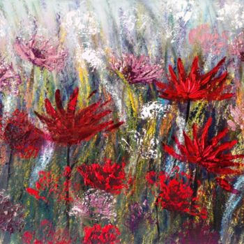 Painting titled "Exquisite Flowers" by Eliane Ellie, Original Artwork, Oil