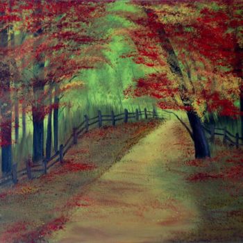 Painting titled "Autumn Footpath - F…" by Eliane Ellie, Original Artwork, Oil