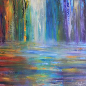 Painting titled "Water fall in a col…" by Eliane Ellie, Original Artwork, Oil