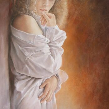 Painting titled "Elle hésite" by Eliane Marque, Original Artwork, Pastel