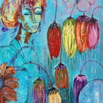 Pintura titulada "Rêverie au jardin" por Eliane Perrier, Obra de arte original, Acrílico Montado en Bastidor de camilla de m…