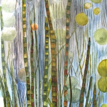 제목이 "Les algues"인 미술작품 Eliane Robin로, 원작, 수채화 유리에 장착됨